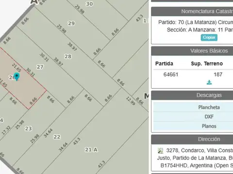 Terreno en Venta en San Justo, USD 50.000