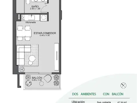Departamento en Venta de 1 dormitorio