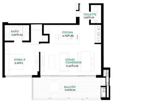 Departamento en Venta de 1 dormitorio