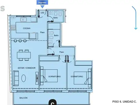 Departamento en Venta de 2 dormitorios