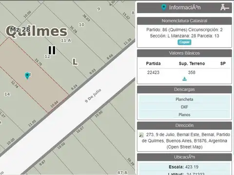 Terreno en Venta en Bernal, USD 340.000
