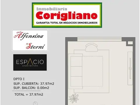 Departamento Monoambiente con 1 baño