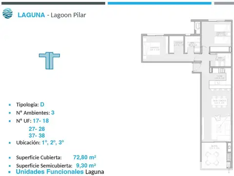 Departamento en el emprendimiento Lagoon Pilar