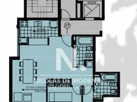 Miami Boulevard II de 2 dormitorios con parrillero