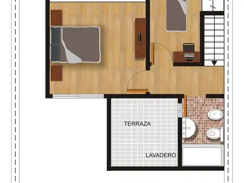 Depto Tipo Casa en Alquiler de 2 ambientes