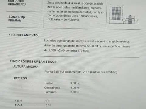 Terreno en Venta en Pinamar, USD 220.000