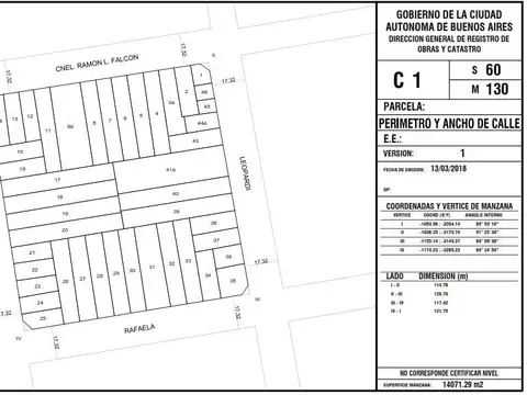 Terreno en Venta en Villa Luro, USD 290.000