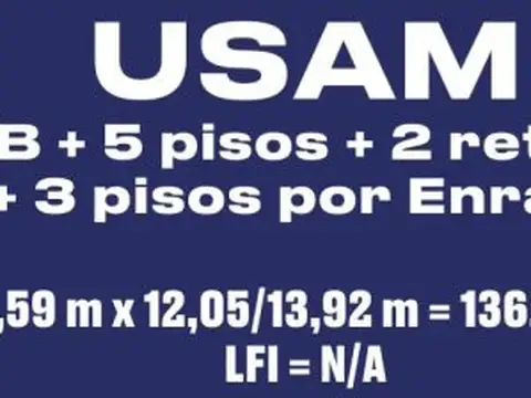 Terreno en Venta 12,05  mts Fondo