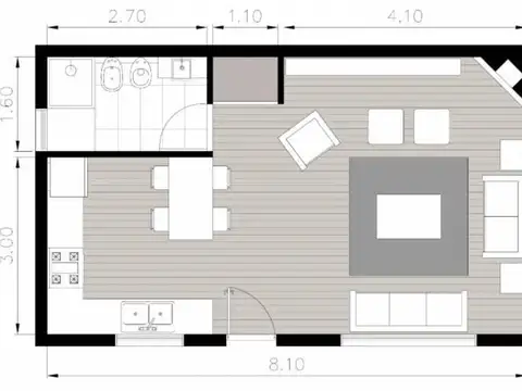 Casa Monoambiente con 1 baño