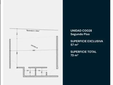 Oficina 3 ambientes con 1 baño