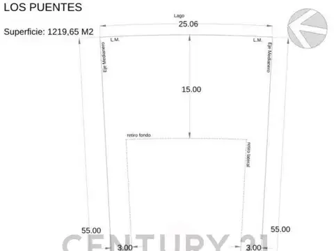 Puentes lote al lago central en venta