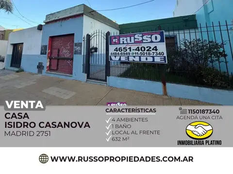 Venta de casa 4 ambientes sobre DOS lotes - Isidro Casanova