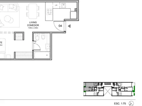 Departamento 2 ambientes con 1 baño