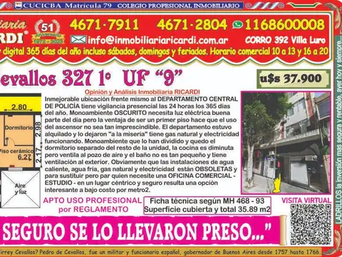 A SEGURO SE LO LLEVARON PRESO...1 amb OSCURITO  APTO PROF.