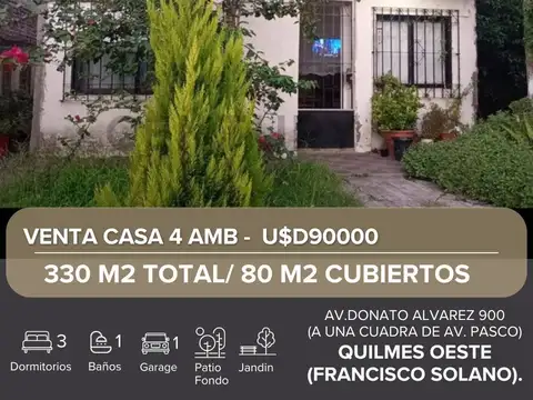 VENTA CASA 4 AMBIENTES CON LOTE GRANDE