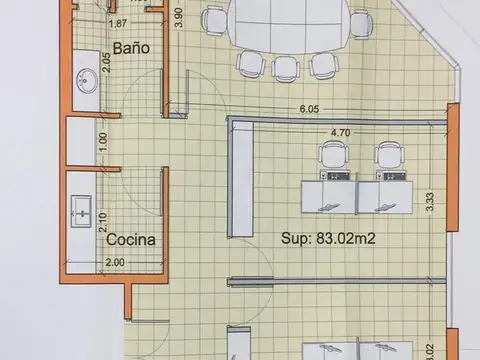 Oficina Monoambiente con 2 baños