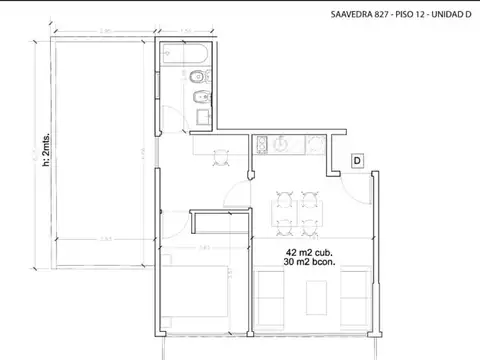Departamento 3 ambientes con 1 baño