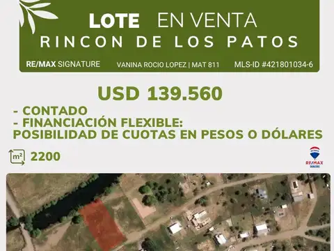 VENTA TERRENO -  LOTEO LOS PATOS PLOTTIER