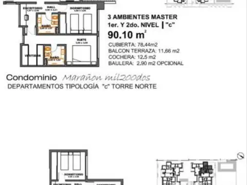 Departamento 3 ambientes con 2 baños