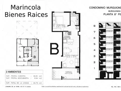 Departamento 2 ambientes c/ Balcón