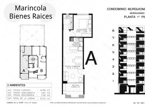Departamento 2 ambientes c/ Balcón