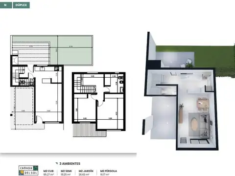 Venta duplex de pozo financiados, cañada del sol con Jardin y parrilla