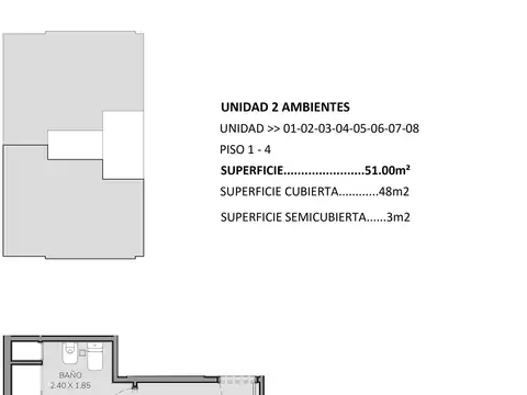 Departamento 2 ambientes con 1 baño