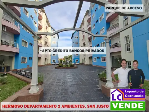 HERMOSO DEPARTAMENTO DE 2 AMBIENTES EN VENTA EN SAN JUSTO CENTRO.  APTO CREDITO BANCOS PRIVADOS.