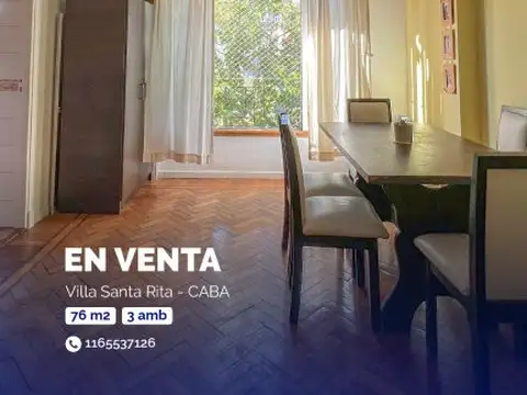 VILLA SANTA RITA - VENTA 3 AMBIENTES - 76 M2  - IMPERDIBLE 
