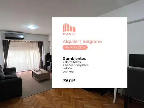 Departamento en Alquiler con cochera fija cubierta en Belgrano.