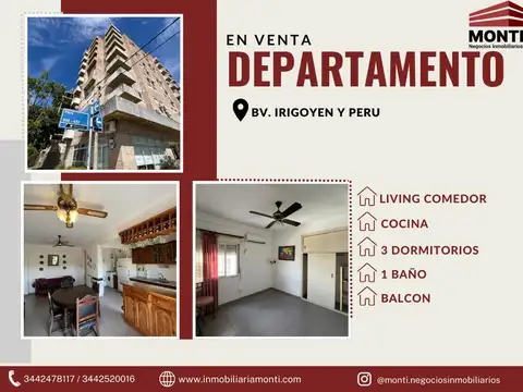 DEPARTAMENTO EN VENTA - Bv. Irigoyen y Peru
