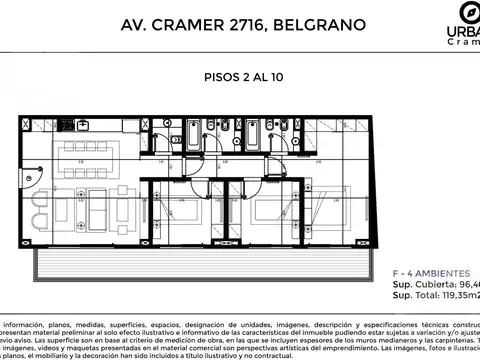 Departamento 4 ambientes con 2 baños