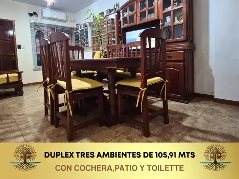 Dúplex 3 ambientes | cochera, patio y toilette en San Martin