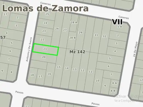 Terreno en Venta 10  mts Frente