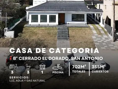 MAGNÍFICA PROPIEDAD DE 3 DOR, C/PISCINA Y GAS NATURAL. B° EL DORADO 2. SAN ANTONIO DE ARREDONDO