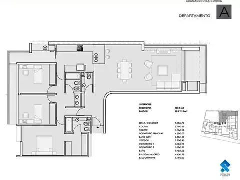 Departamento 4 ambientes con 3 baños