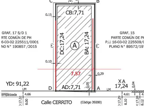 Terreno en Venta 7,71  mts Frente