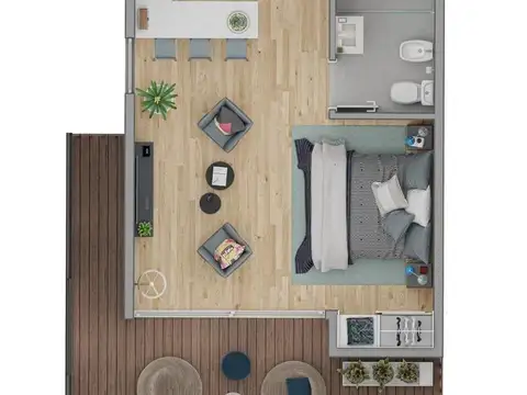 Departamento Monoambiente con 1 baño