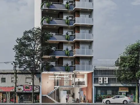 4° piso al frente tres ambientes con balcon terraza