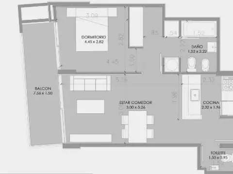 Departamento en Alquiler de 1 dormitorio