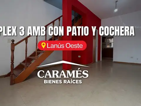 Duplex de 3 amb c/ cochera, patio y parrilla en Lanús O
