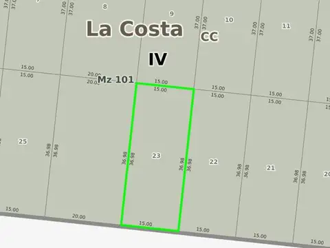 Terreno en Venta 38  mts Fondo