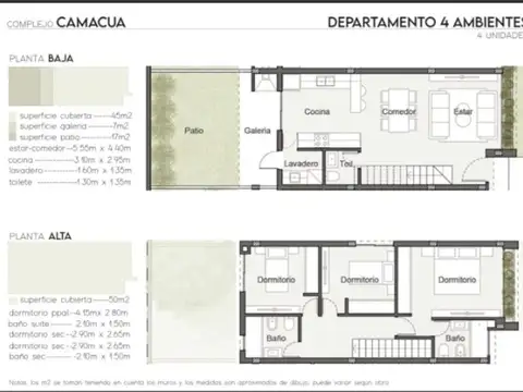 Depto Tipo Casa 4 ambientes con 3 baños