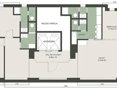 Oficina en planta completa. Piso alto. Cocheras. TOTALMENTE AMOBLADA, LISTA PARA ENTRAR.