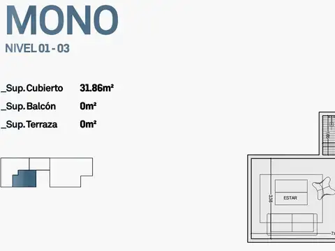 Departamento en Venta de Monoambiente