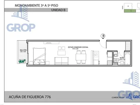 Departamento en Venta en Almagro, USD 88.200