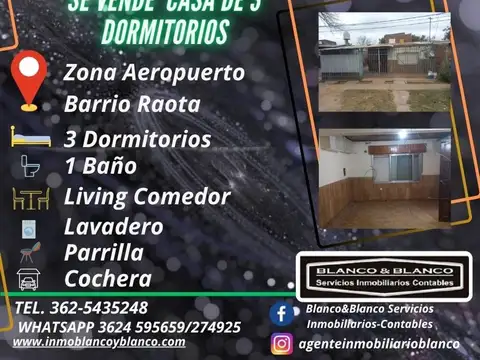 se vende casa de 3 dormitorios