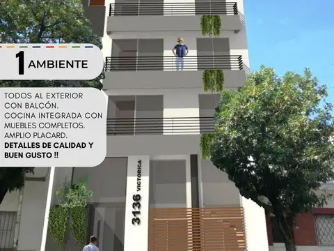 Departamento 2 ambientes con 2 baños