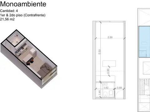 Departamento en Venta de Monoambiente