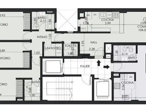 Departamento 4 ambientes con 2 baños